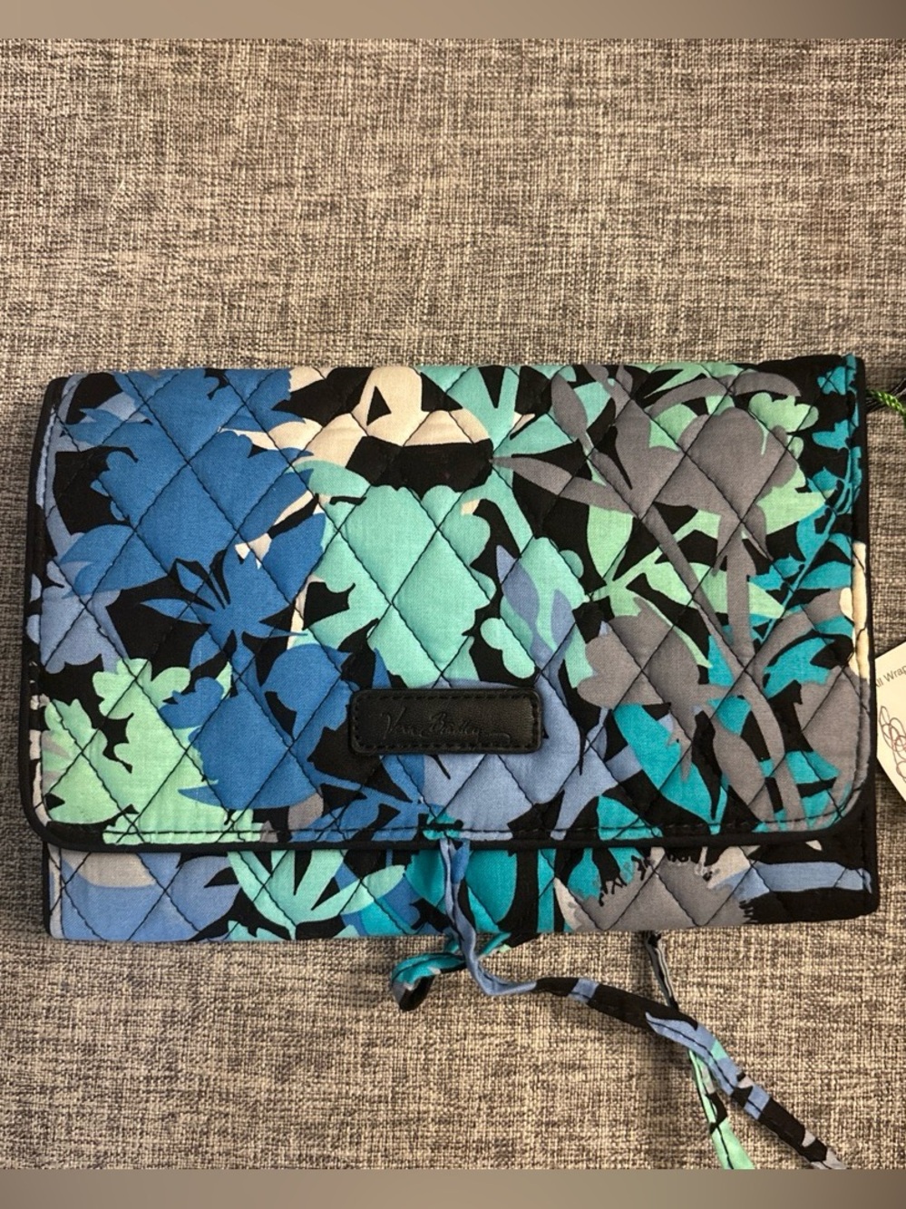 Vera Bradley Quilted Floral Foldover Clutch in Blue & Teal